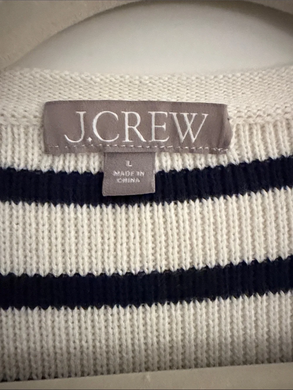 J. Crew Cream and Navy Striped Button-Front Cardigan